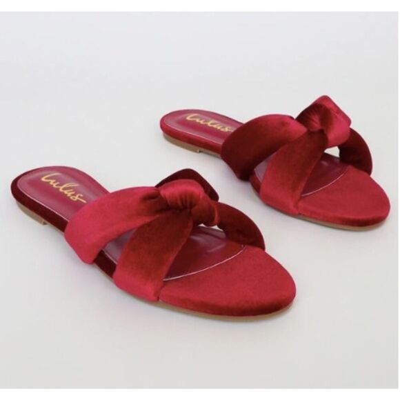 Lulu's women's Velvet Knotted summer Slide Sandals size 8 - Picture 6 of 6